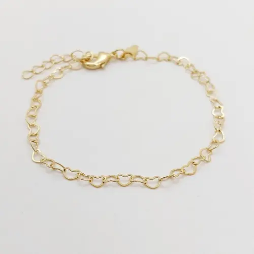 PULSEIRA ELOS CORAÇOES PP BANHADA A OURO 18K