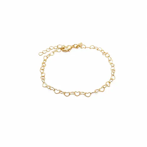 PULSEIRA ELOS CORAÇOES PP BANHADA A OURO 18K