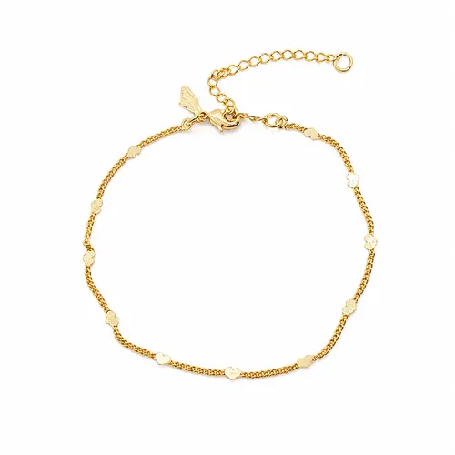 PULSEIRA DELICATA CORAÇÕES BANHADA A OURO 18K