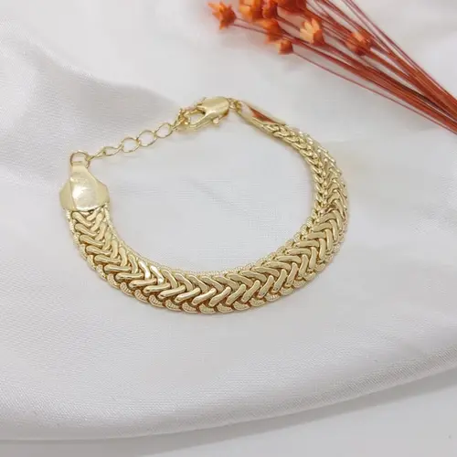 PULSEIRA LUXO TRAMA BANHADA A OURO 18K