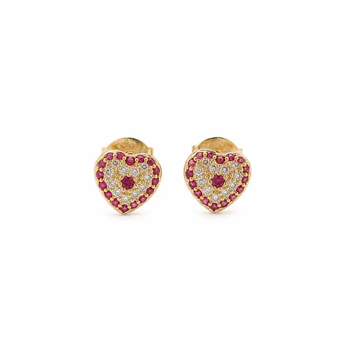 BRINCO CORAÇÃO ALEGRIA ROSA BANHADO A OURO 18K