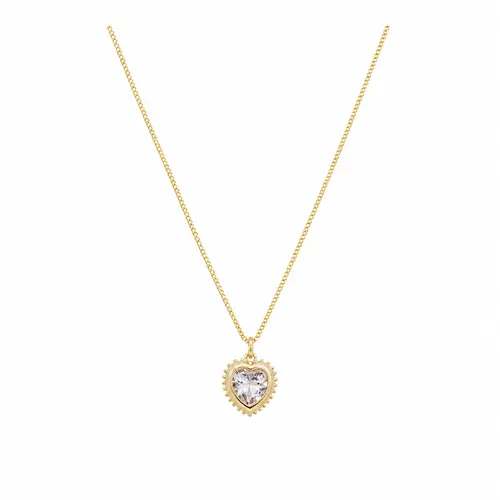 COLAR CORAÇÃO AMOR DE CRYSTAL BANHADO A OURO 18