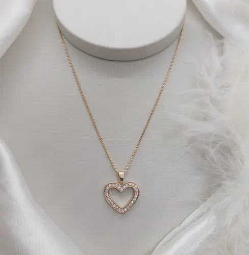 COLAR CORAÇÃO BRILHO DE AMOR BANHADO A OURO 18K