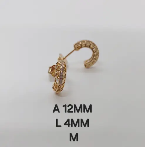 Brinco Argola Mônaco Cravejada Banhado a Ouro 18K