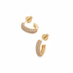 ARGOLA NICE CRAVEJADA BANHADA A OURO 18K