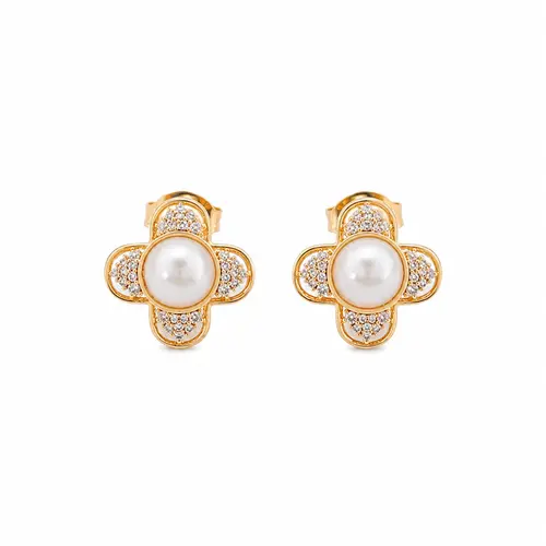 BRINCO FLOR ROYALLE BANHADO A OURO 18K