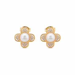 BRINCO FLOR ROYALLE BANHADO A OURO 18K