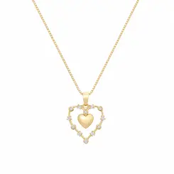 COLAR CORAÇAO DUPLO BANHADO OURO 18K
