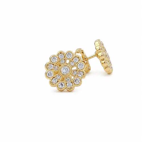 BRINCO FLORESCER CRAVEJADO BANHADO A OURO 18K