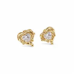 BRINCO CORAÇÃO ORGANICO BANHADO A OURO 18K