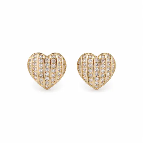 BRINCO CORAÇÃO GLAMOUR CRAVEJADO BANHADO A OURO 18K