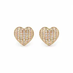 BRINCO CORAÇÃO GLAMOUR CRAVEJADO BANHADO A OURO 18K