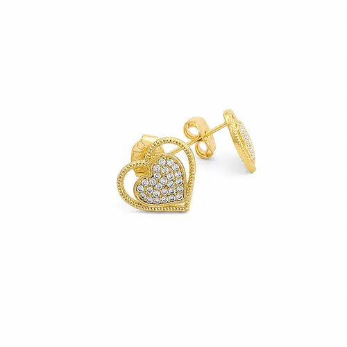 BRINCO CORAÇÃO DUPLO BANHADO A OURO 18K