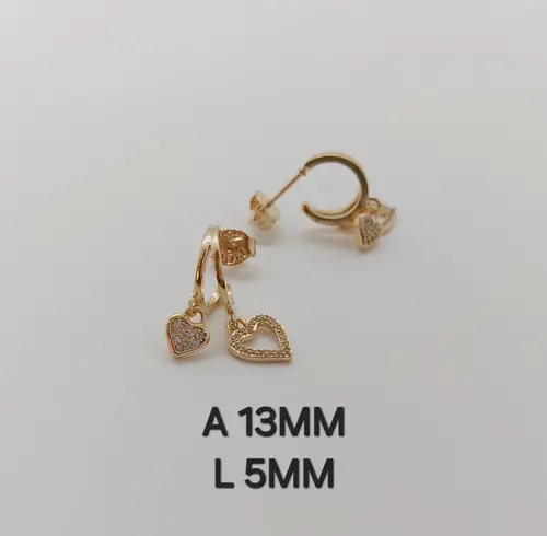 Brinco Argola Duplo Coração Delicate Banhado a Ouro 18K
