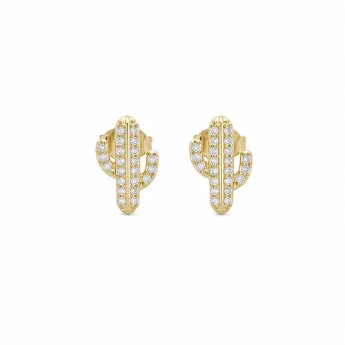 BRINCO CACTO CRAVEJADO BANHADO A OURO 18K