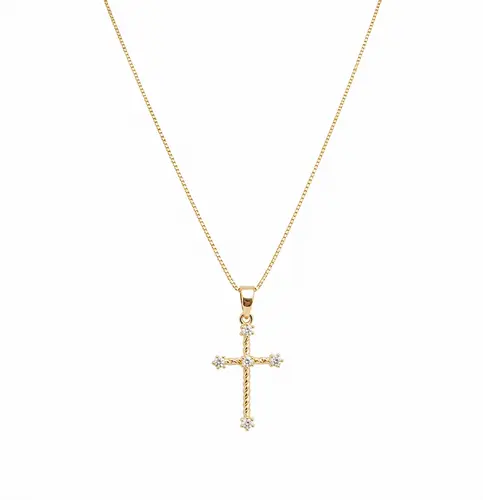 COLAR CRUZ CRISTÃ BANHADA A OURO 18K