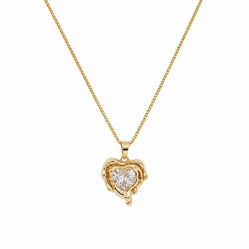 COLAR CORAÇÃO ORGÃNICO BANHADO A OURO 18K