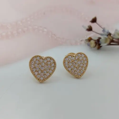 BRINCO CORAÇÃO GLAM BANHADO A OURO 18K