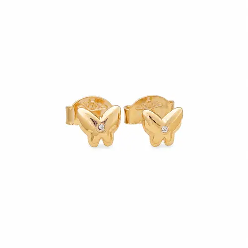 BRINCO BORBOLETA ENCANTADA LISA BANHADA A OURO 18K