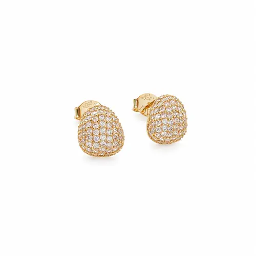 BRINCO GOTA GLAMOUR CRAVEJADA BANHADA A OURO 18K