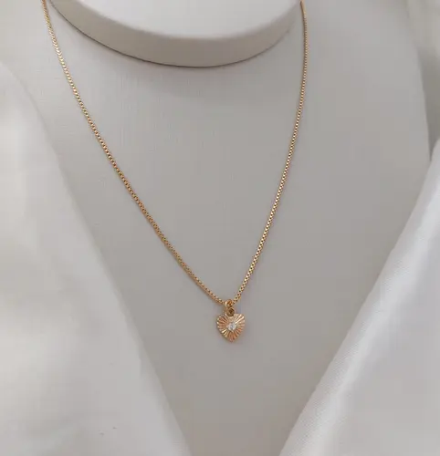 Colar Coração de Princesa  Banhado a Ouro 18K