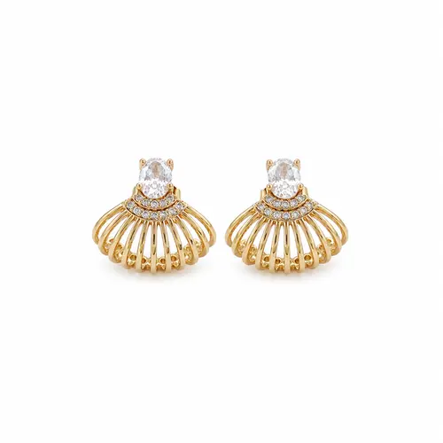 BRINCO LEQUE IMPERIAL BANHADO A OURO 18K