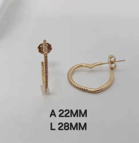 Brinco Argola Contorno de Coração Banhado a Ouro 18K