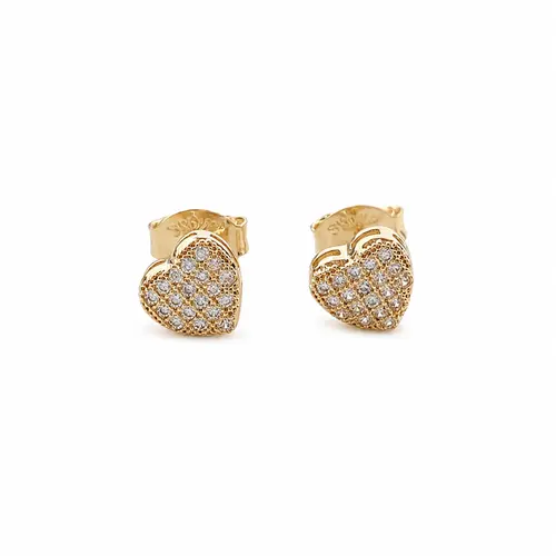 BRINCO CORAÇÃO SWEET CRAVEJADO BANHADO A OURO 18K