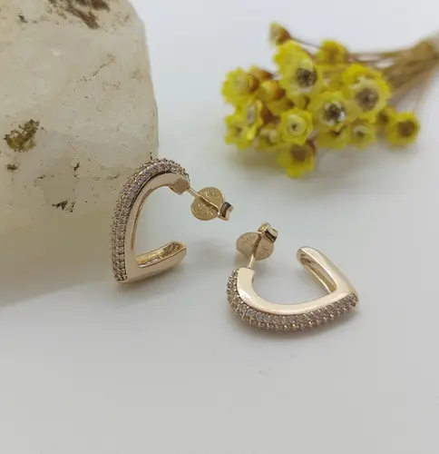 Brinco Argola Glam Coração Banhado a Ouro 18K
