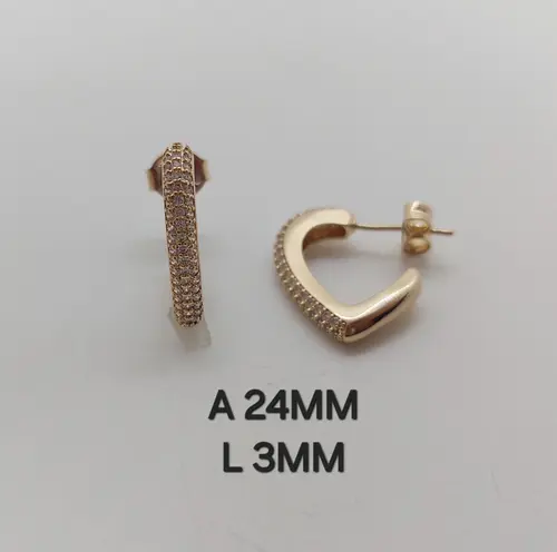 Brinco Argola Glam Coração Banhado a Ouro 18K