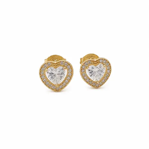 BRINCO CORAÇAO COM ZIRCONIA CENTRAL BANHADO A OURO 18K