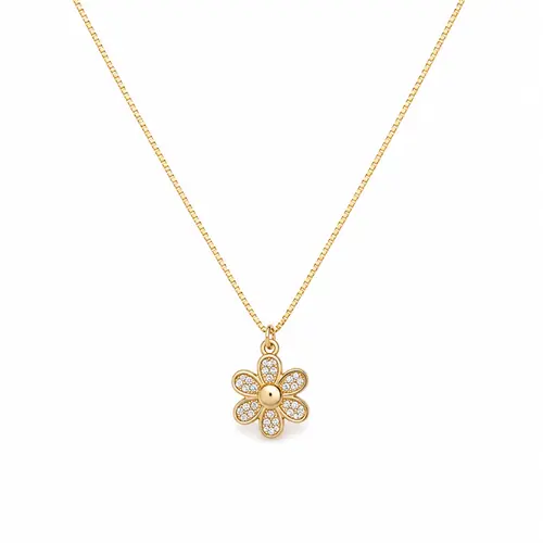 COLAR FLOR DO JARDIM BANHADO A OURO 18K