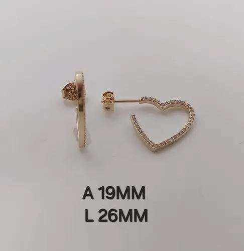 Brinco Argola Coração Encanto Banhado a Ouro 18K