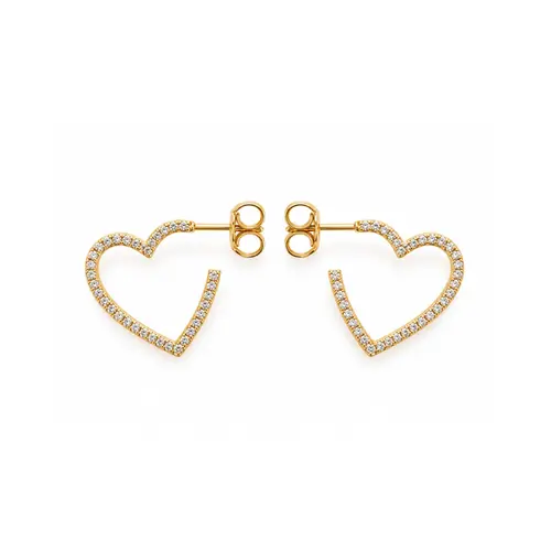 Brinco Argola Coração Encanto Banhado a Ouro 18K