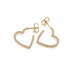 Brinco Argola Coração Encanto Banhado a Ouro 18K
