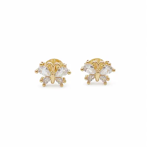 BRINCO BORBOLETA DE CRYSTAL BANHADO A OURO 18K