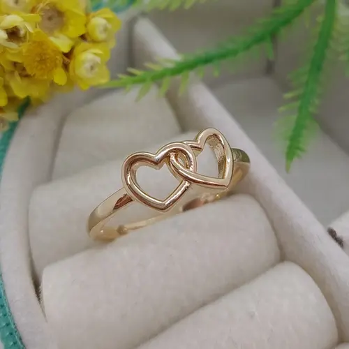 ANEL DUO HARTS BANHADO A OURO 18K