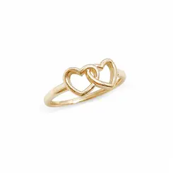 ANEL DUO HARTS BANHADO A OURO 18K
