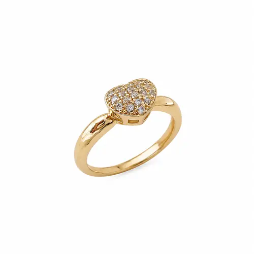 ANEL CORAÇÃO DOURADO AMOR DE LUZ BANHADO A OURO 18K