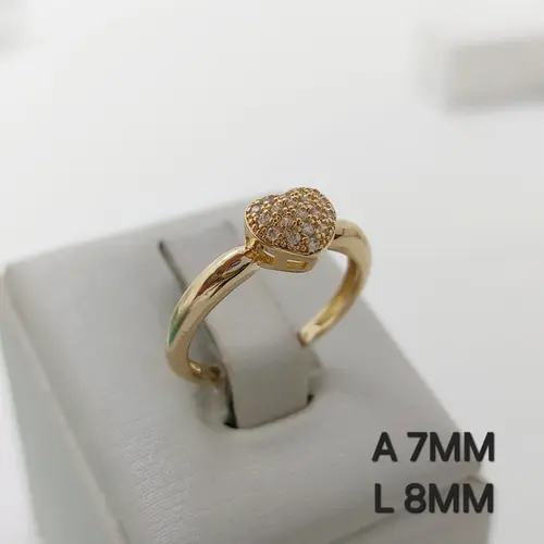 ANEL CORAÇÃO DOURADO AMOR DE LUZ BANHADO A OURO 18K