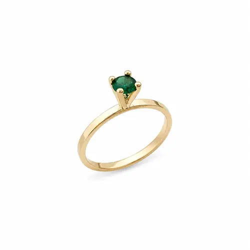 ANEL SOLITARIO VERDE ESMERALDA BANHADO A OURO 18K