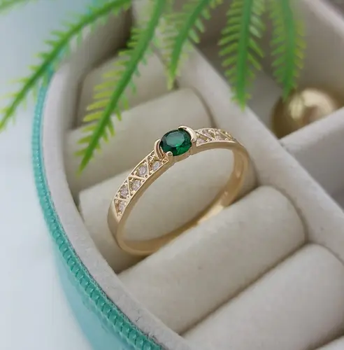 ANEL AURORA VERDE BANHADO A OURO 18K
