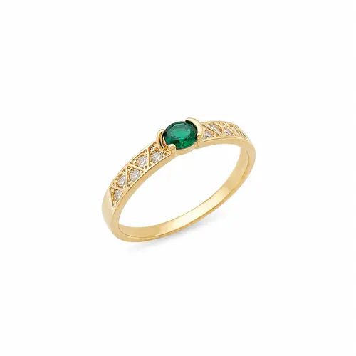 ANEL AURORA VERDE BANHADO A OURO 18K