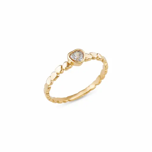 ANEL CORAÇÃO DOCE ENCANTO BANHADO A OURO 18K