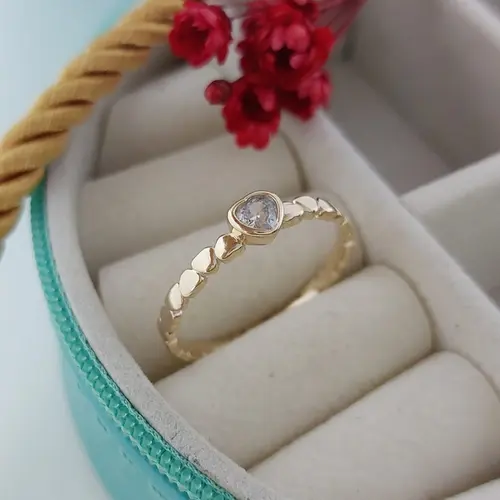 ANEL CORAÇÃO DOCE ENCANTO BANHADO A OURO 18K