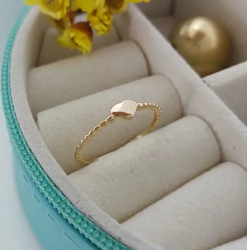 ANEL FALANGE CORAÇÃO MINI BANHADO A OURO 18K