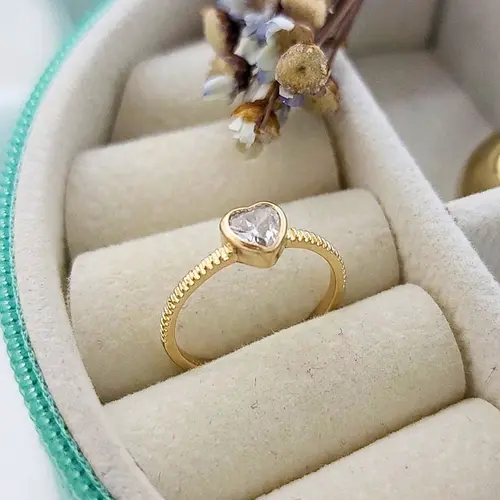 ANEL FALANGE CORAÇÃO DE LUZ BANHADO A OURO 18K