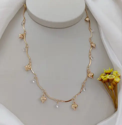 CHOKER CORAÇOES DE LUZ BANHADA A OURO 18K