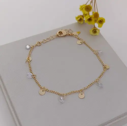 Pulseira Pingentes de Luz Banhada a Ouro 18K