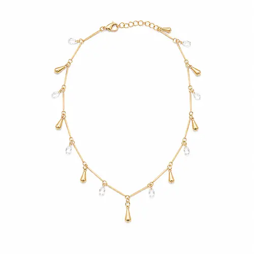 CHOKER CRISTAL DROP BANHADA A OURO 18K
